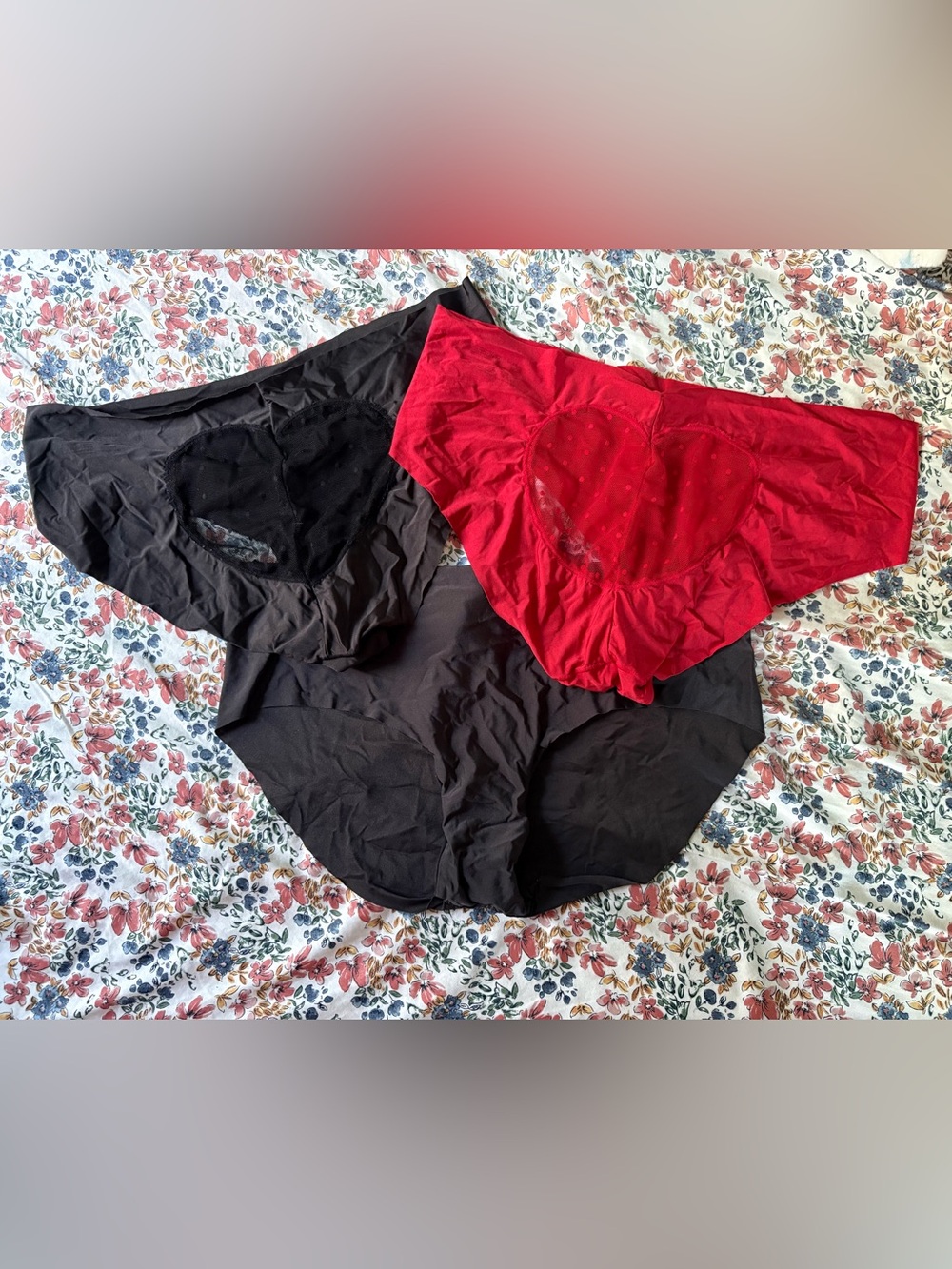 Adore Me Red & Black High-Waist Seamless Briefs Set